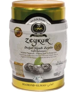 Zeykur Doğal Siyah Zeytin Elmas L Boy Teneke 1 kg