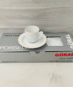 Güral Porselen Sedef Yaldızlı Kahve Takımı (6 Kişilik)