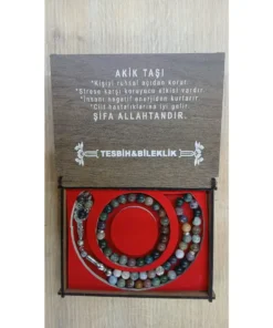 Akik Taşı Tesbih Bileklik Seti
