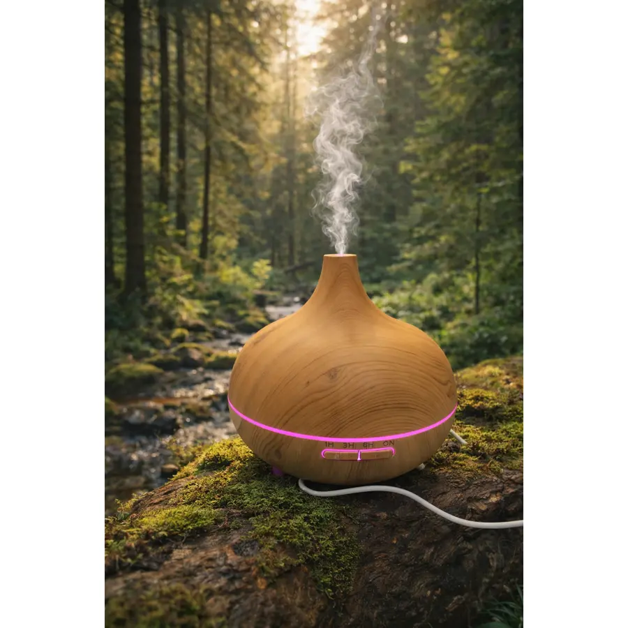 Aroma Difüzör Büyük Kumandalı (Açık Kahve)