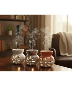 Lider Lotus Motifli Seramik Buhurdanlık