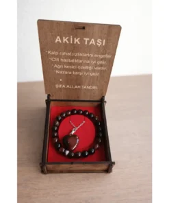 Akik Taşı Bileklik Kolye Seti