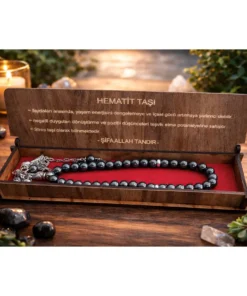 Doğal Hematit Taşı Tesbih Kutulu