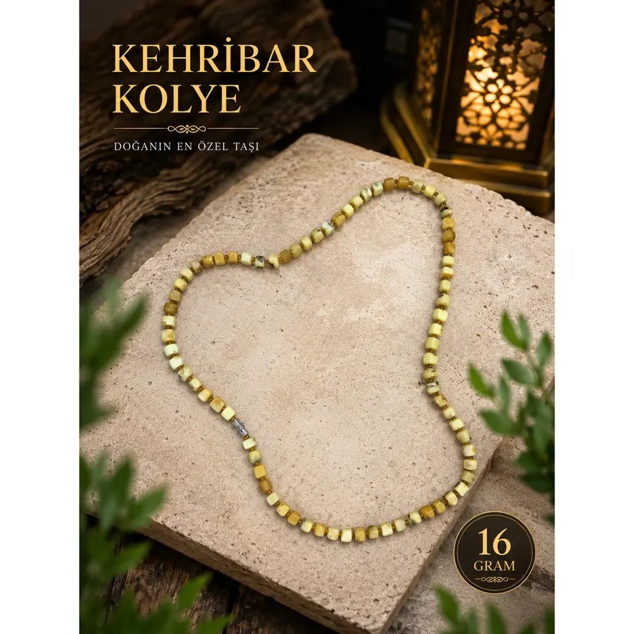 Kehribar Doğal Taş Kolye 16 g