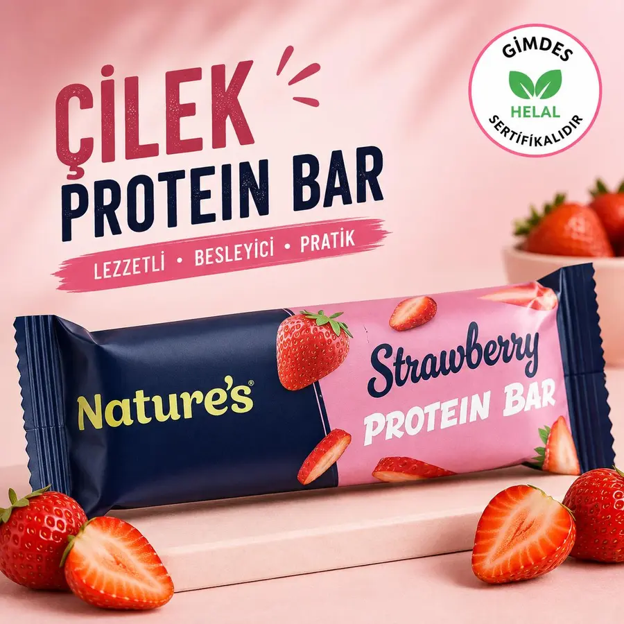Öğüt Çilek Aromalı Proteinli Hurma Barı 40 g