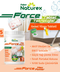 Faber Naturex Force Max Power - Bitkisel Esaslı Genel Yüzey Temizlik Tableti 45 Tablet
