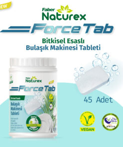 Faber Naturex Force Tab - Bitkisel Esaslı Bulaşık Yıkama Tableti Temizleyici - Parlatıcı - Kireç Çözücü - 45 Tablet