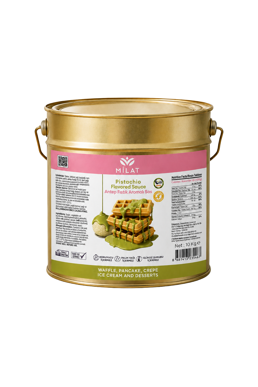 Antep Fıstık Aromalı Tatlı Sos 10000 g - Waffle & Krep & Pankek & Tatlı & Dondurma Sosu