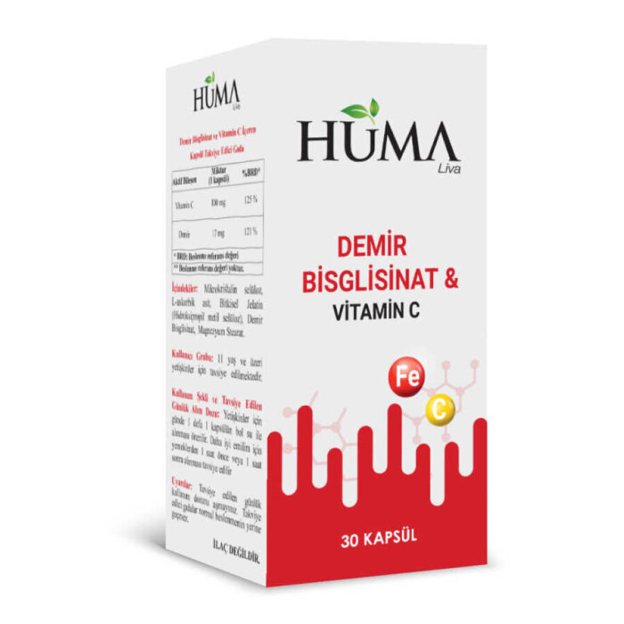 Huma Demir Bisglisinat Vitamin C 30 kapsül