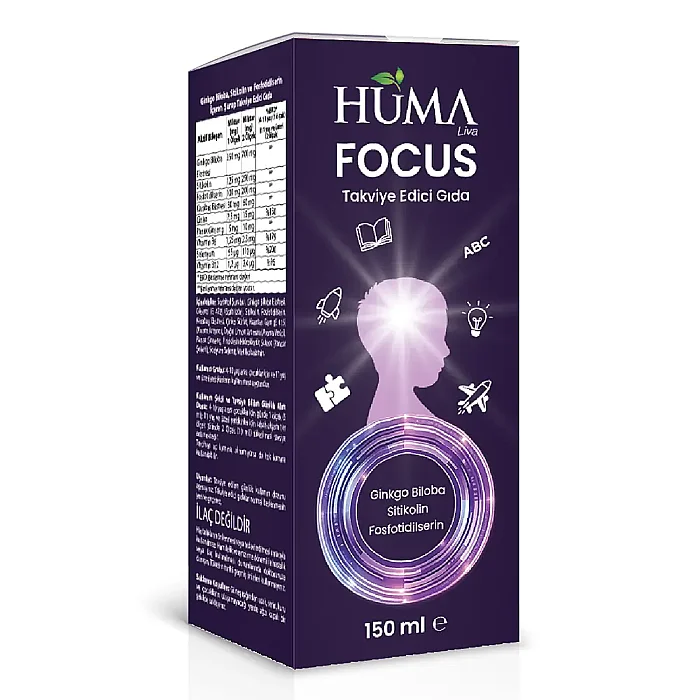 Huma Focus: Ginkgo Biloba, Sitikolin ve Fosfotidilserin 150 mL