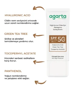 Agarta Matlaştırıcı Parlama Karşıtı Spf+50 Güneş Kremi 50 mL - Görsel 2