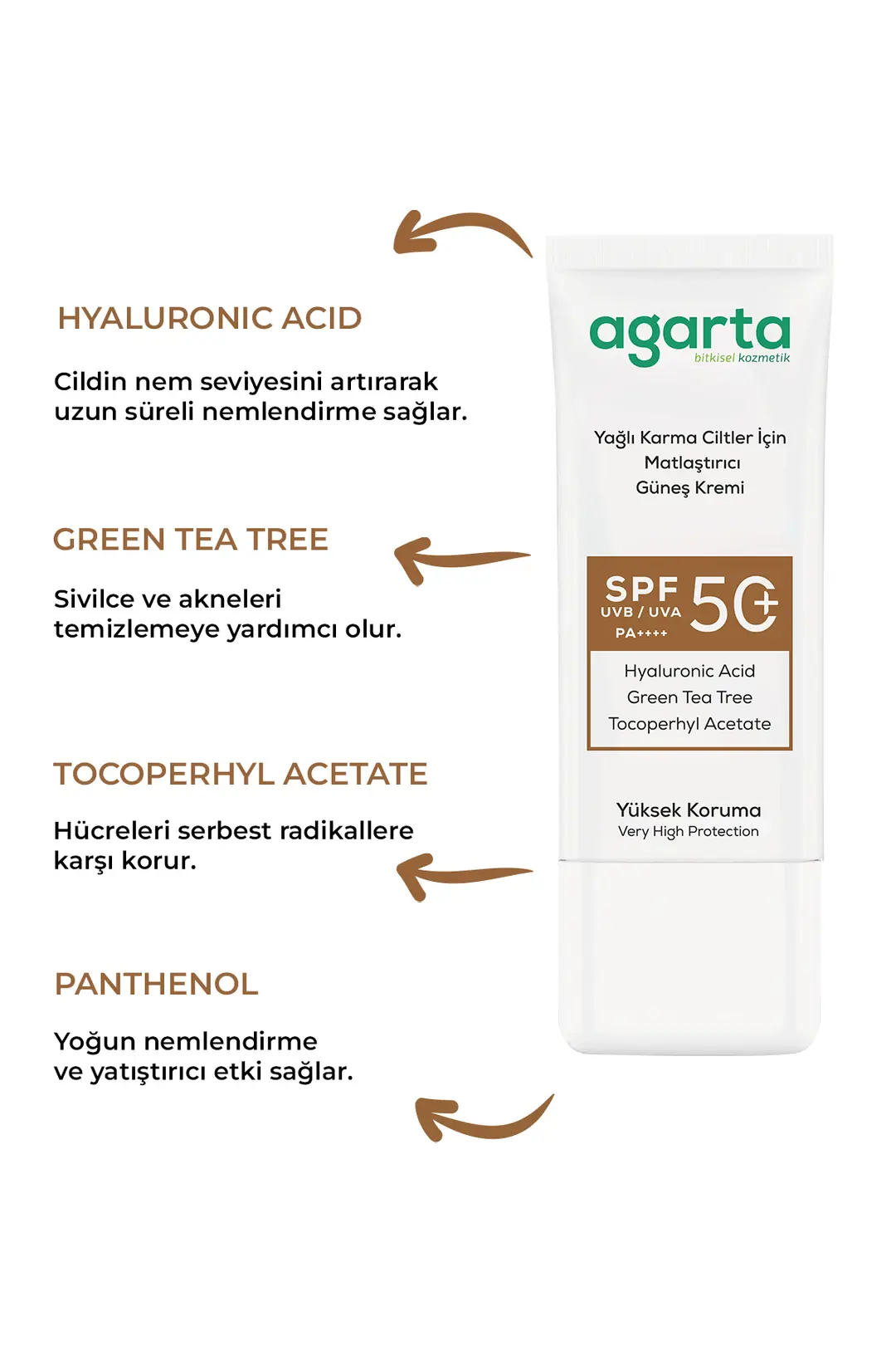Agarta Matlaştırıcı Parlama Karşıtı Spf+50 Güneş Kremi 50 mL - Görsel 2