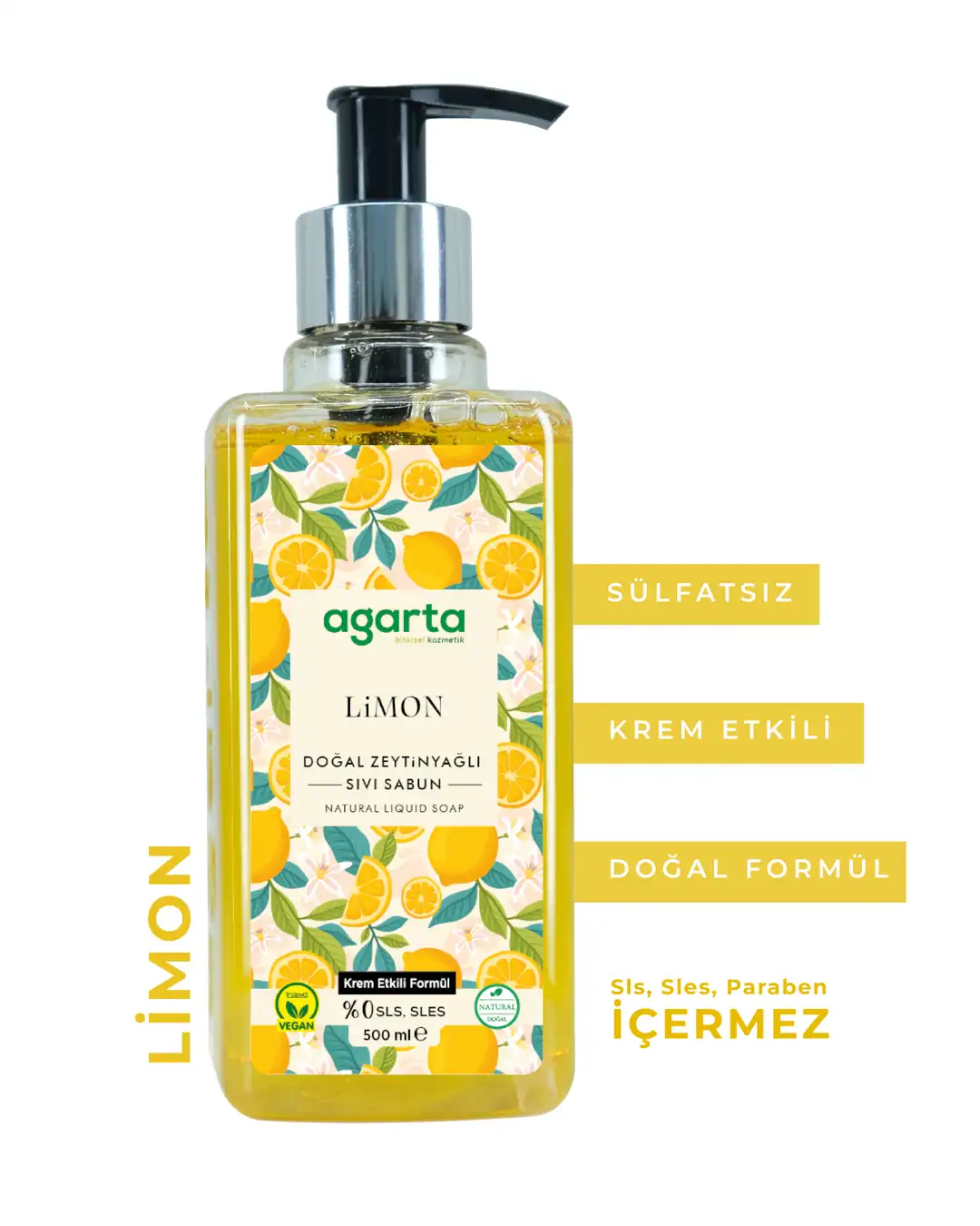 Agarta Doğal Limon Sıvı Sabun 500 mL - Görsel 2