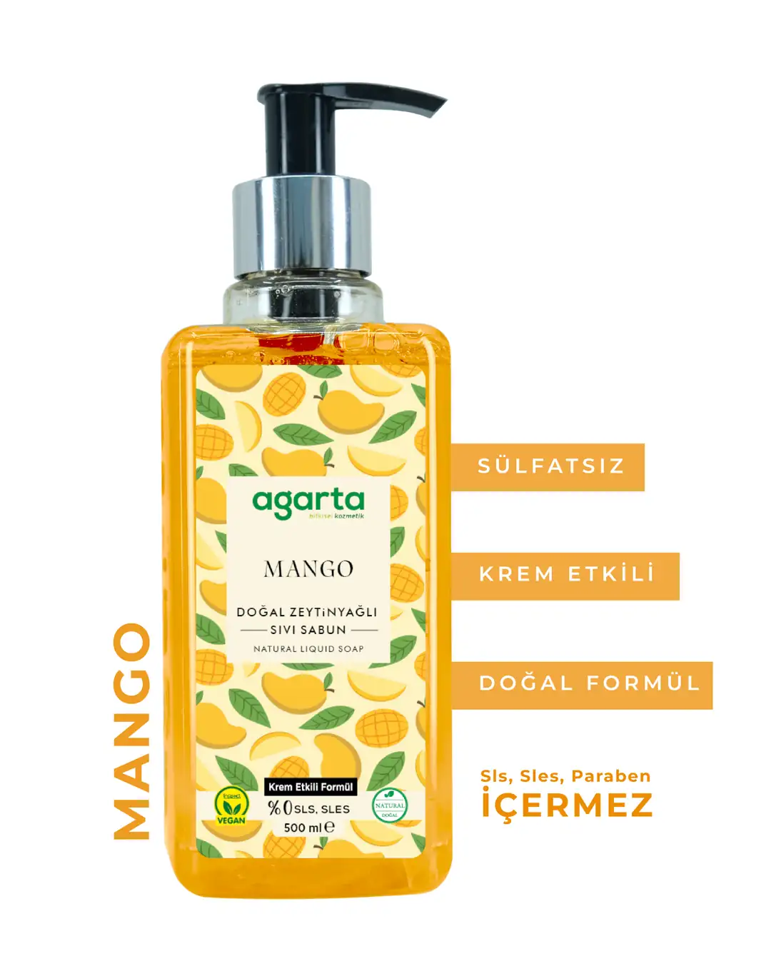 Agarta Doğal Mango Sıvı Sabun 500 mL - Görsel 2