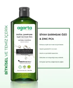 Agarta Doğal Saç Dökülmesine Karşı Siyah Sarımsaklı Şampuan 400 mL - Görsel 2