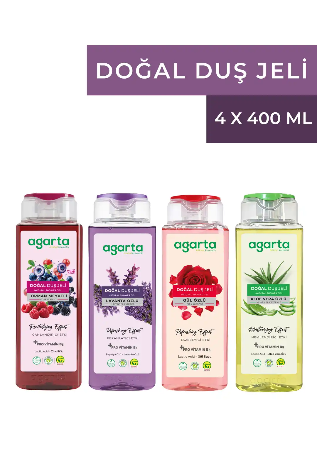 Agarta 4 Lü Set Doğal Duş Jeli 4*400 mL.