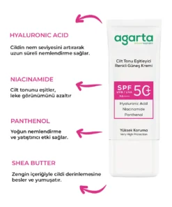 Alternative view of Agarta Cilt Tonu Eşitleyici Renkli Kapatıcı Etkili 50 mL Spf+50 Güneş Kremi