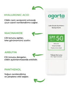 Alternative view of Agarta Leke Karşıtı Aydınlatıcı 50 mL Spf+50 Yüz Güneş Kremi