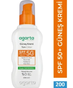Agarta Yüksek Koruma SPF 50+ Yüz Vücut Güneş Kremi Yetişkin 200 mL