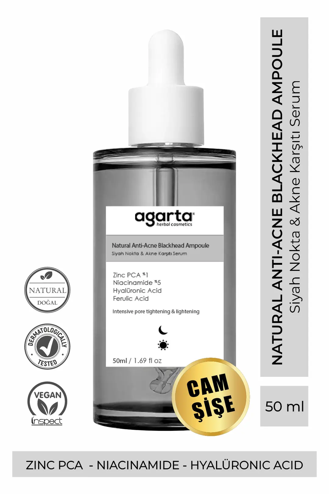 Agarta Siyah Nokta ve Akne Karşıtı Gözenek Sıkılaştıran Niacinamide Ampul Serum 50 mL