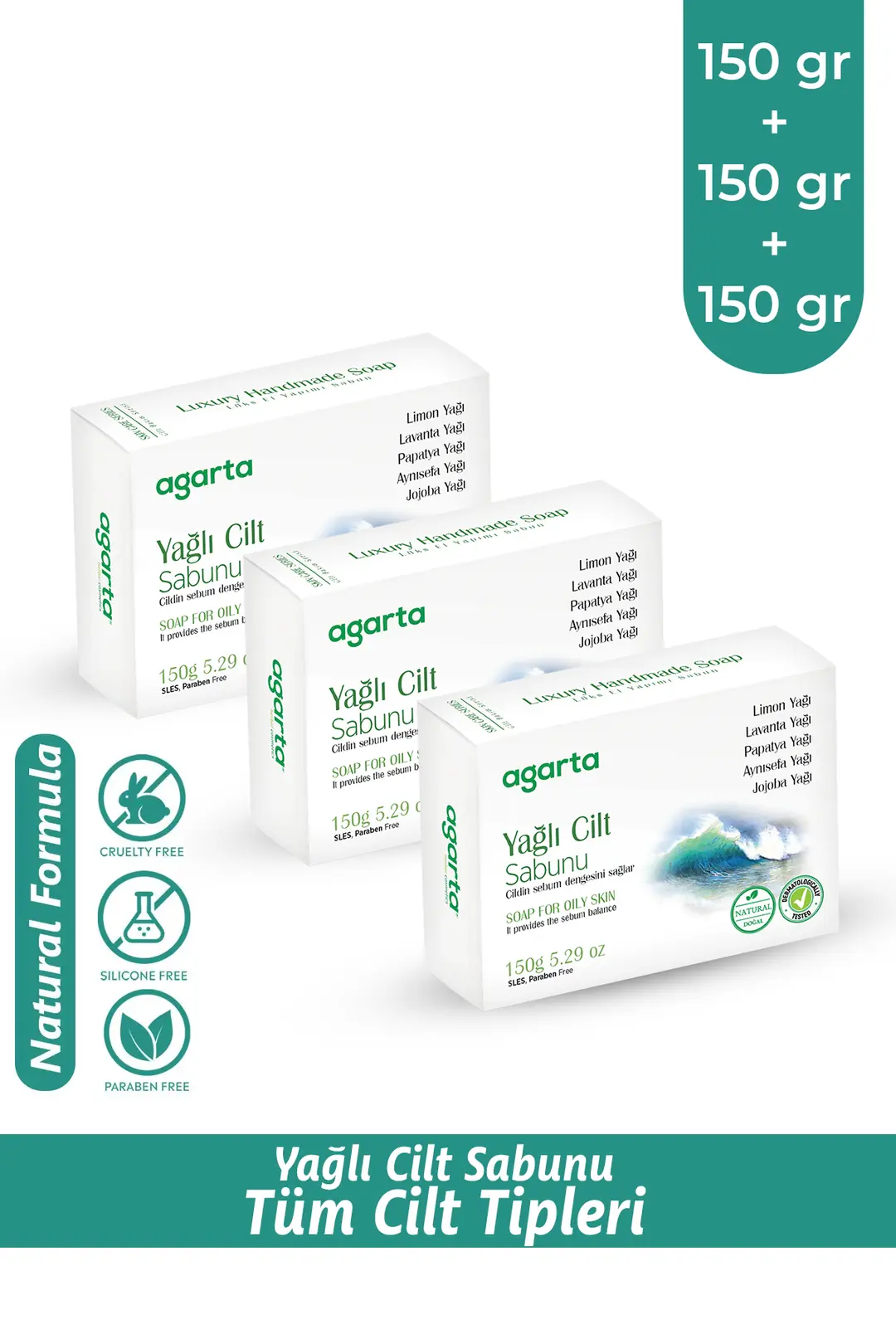 Agarta 3 Adet Doğal Yağlı Cilt Sabunu 150 g