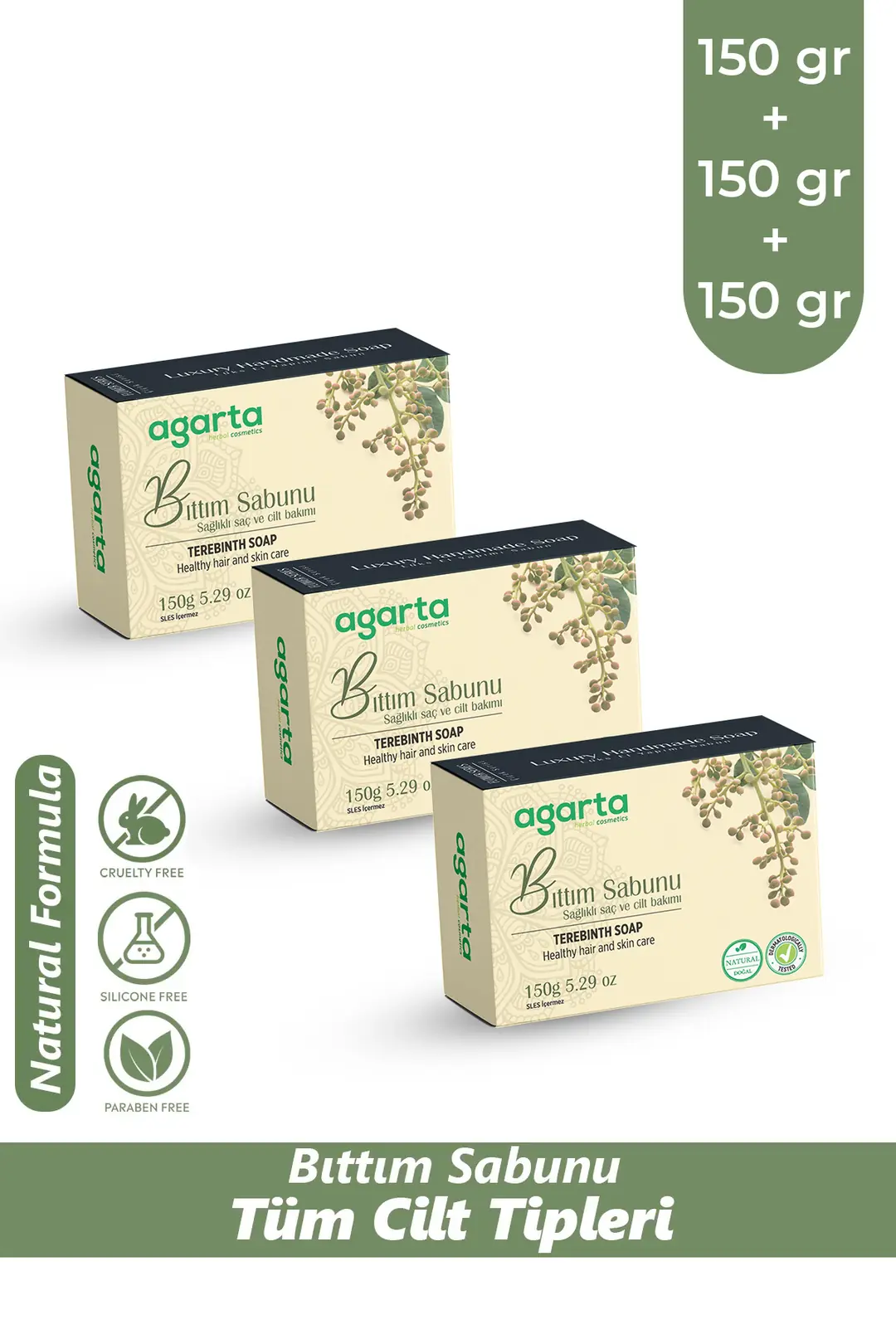 Agarta 3 Adet Doğal Bıttım Sabunu 150 g