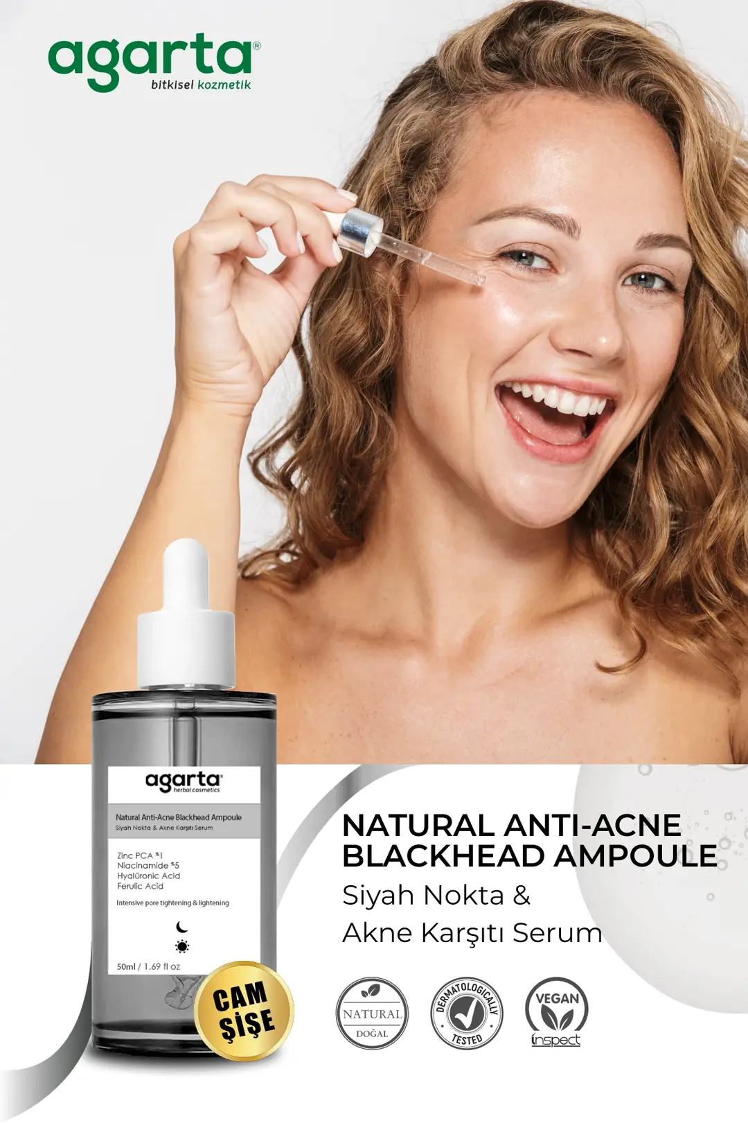 Agarta Siyah Nokta ve Akne Karşıtı Gözenek Sıkılaştıran Niacinamide Ampul Serum 50 mL - Görsel 2