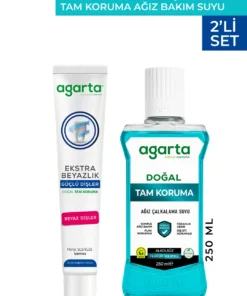 Agarta 2 Li Set Ekstra Beyazlık Diş Macunu ve 250 mL Tam Koruma Ağız Bakım Suyu