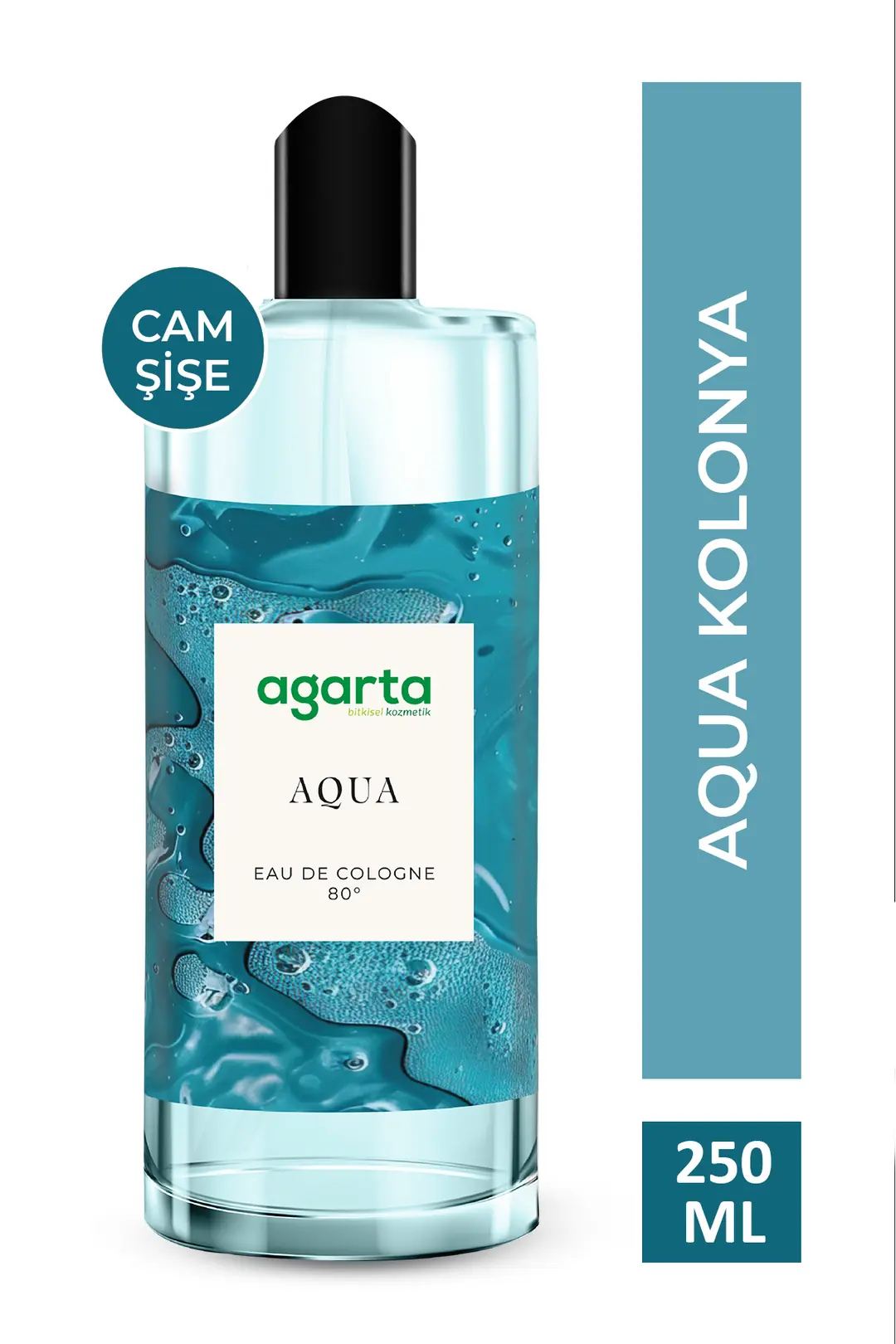 Agarta Aqua Kolonya 80 Derece Cam Şişe 250 mL