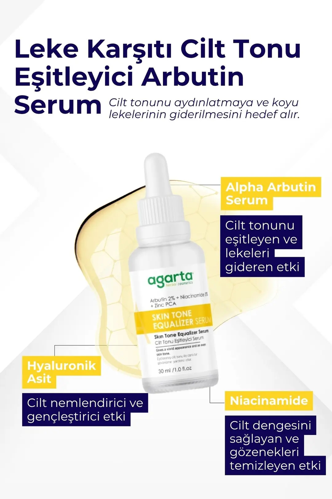 Agarta Leke Karşıtı Cilt Tonu Eşitleyici Arbutin Serum 30 mL - Görsel 2