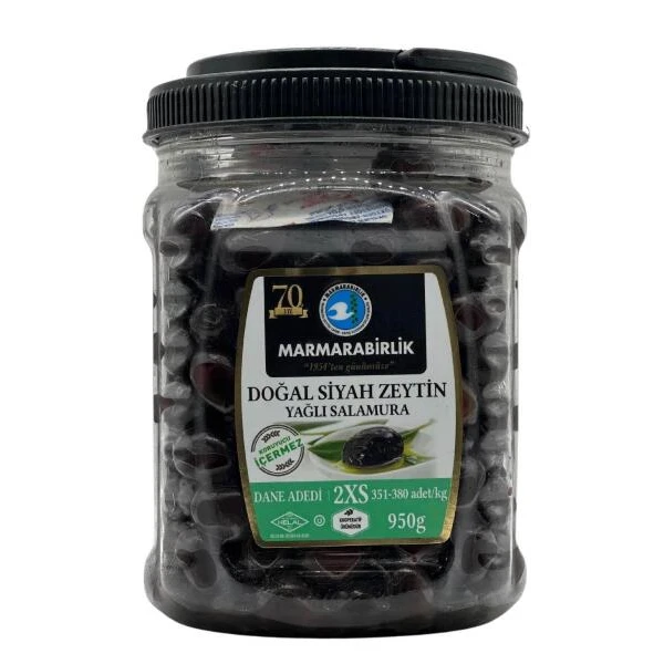 Marmara Birlik Elit Doğal Siyah Zeytin (351-380) 950 g