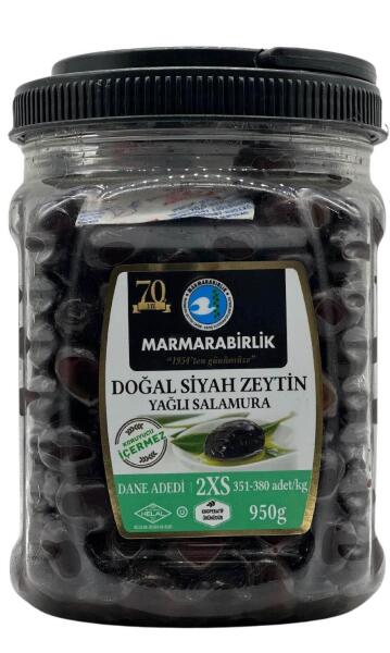 Marmara Birlik Elit Doğal Siyah Zeytin (351-380) 950 g