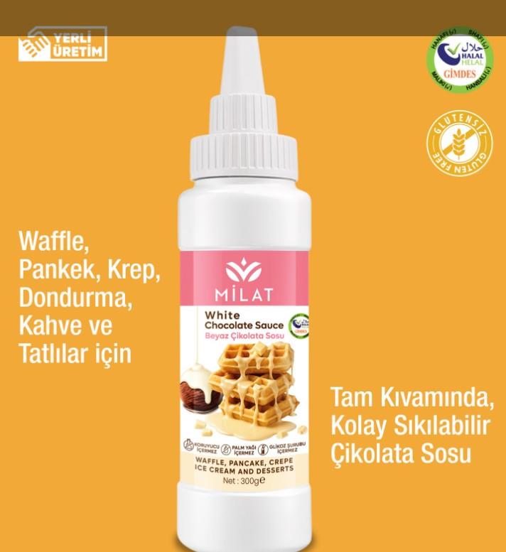 Beyaz Tatlı Sos (Glutensiz) 300 g - Waffle & Krep & Pankek & Tatlı & Dondurma Sosu