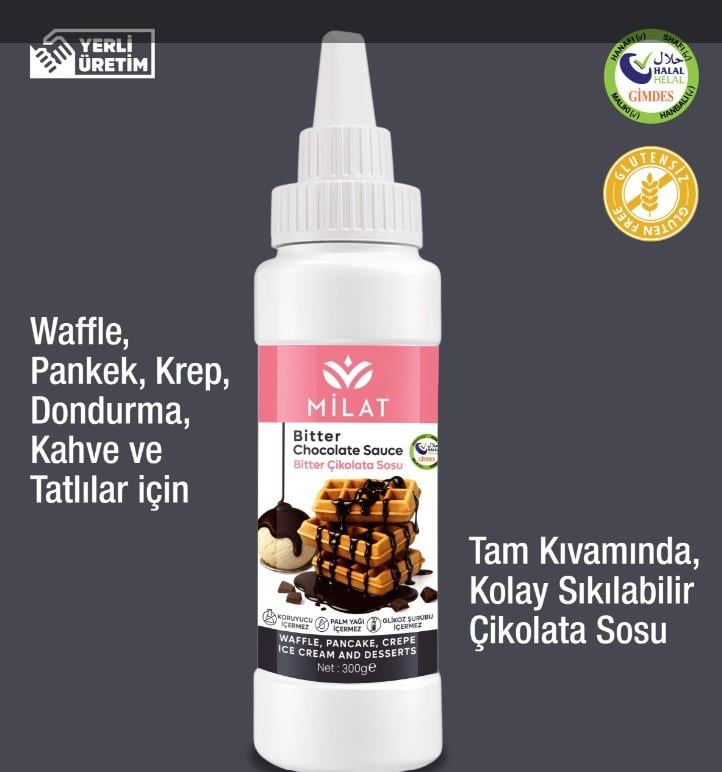 Bitter Tatlı Sos (Glutensiz) 300 g - Waffle & Krep & Pankek & Tatlı & Dondurma Sosu